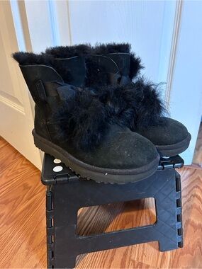UGG Black Shearling Pom Winter Boots